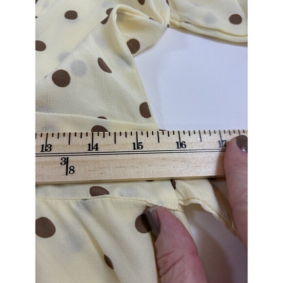 Faithfull the Brand Vanelli Mini Dress Sylve Dot Print Lemon 8 Cream Brown Dot - Picture 8 of 16
